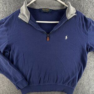 Polo Golf Ralph Lauren Blue 1/4 Zip Pullover Sweater Sweatshirt Cotton Medium